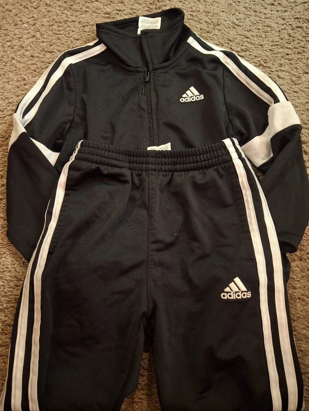 Cute Adidas Kids Black/Blue/Red Joggers & Track Pants with White Stripe Accents